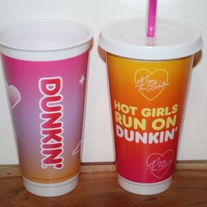 Dunkin' Pink and Orange Tumbler Set Sabrina Carpinter & Megan The Stallion
